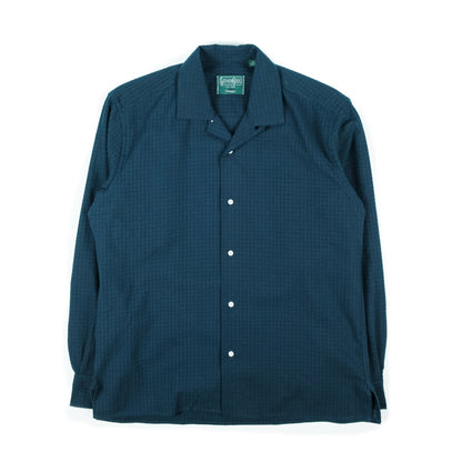 Navy Sashiko Style Dobby Camp Shirt