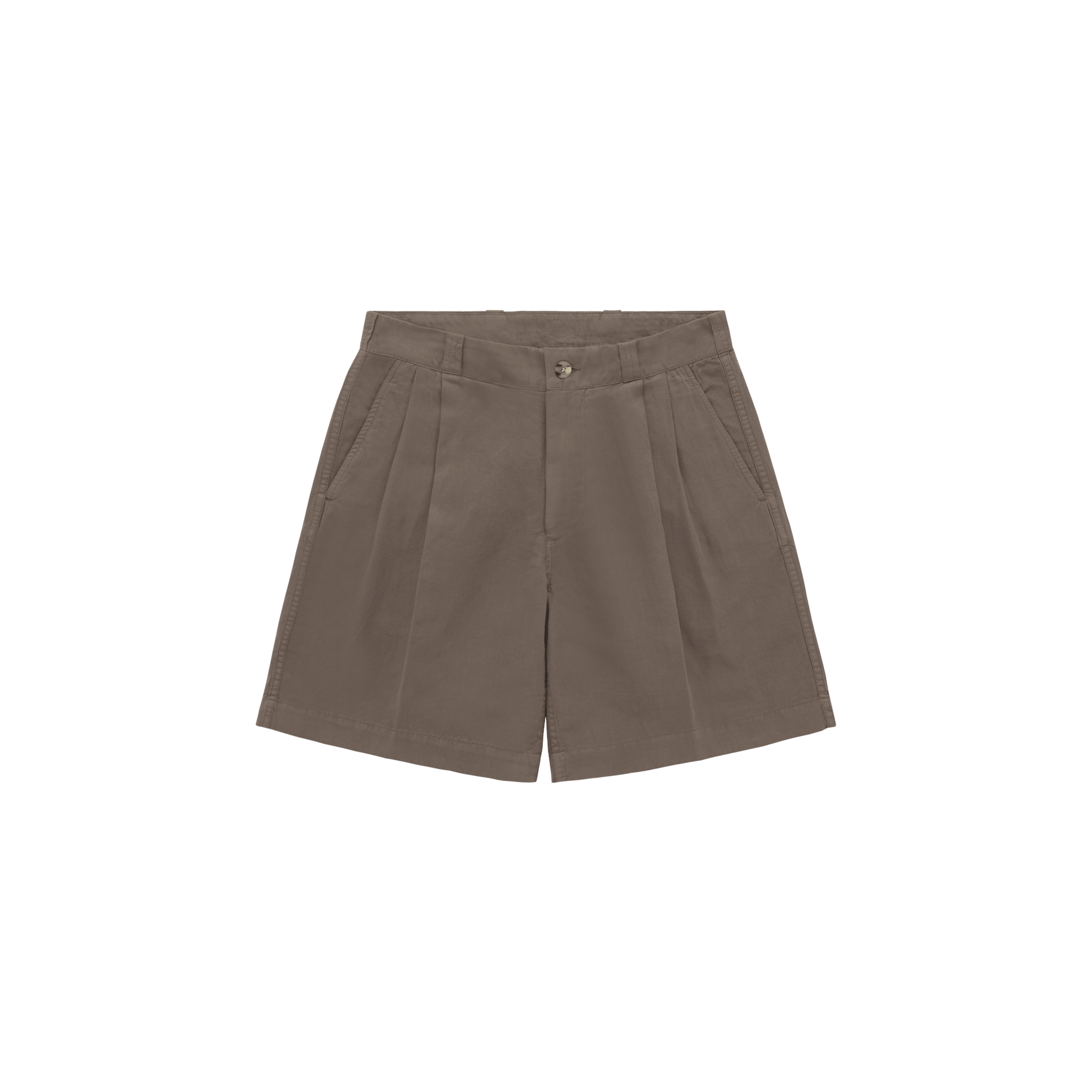 Canal Cotton & Linen Pleated Short in Mushroom