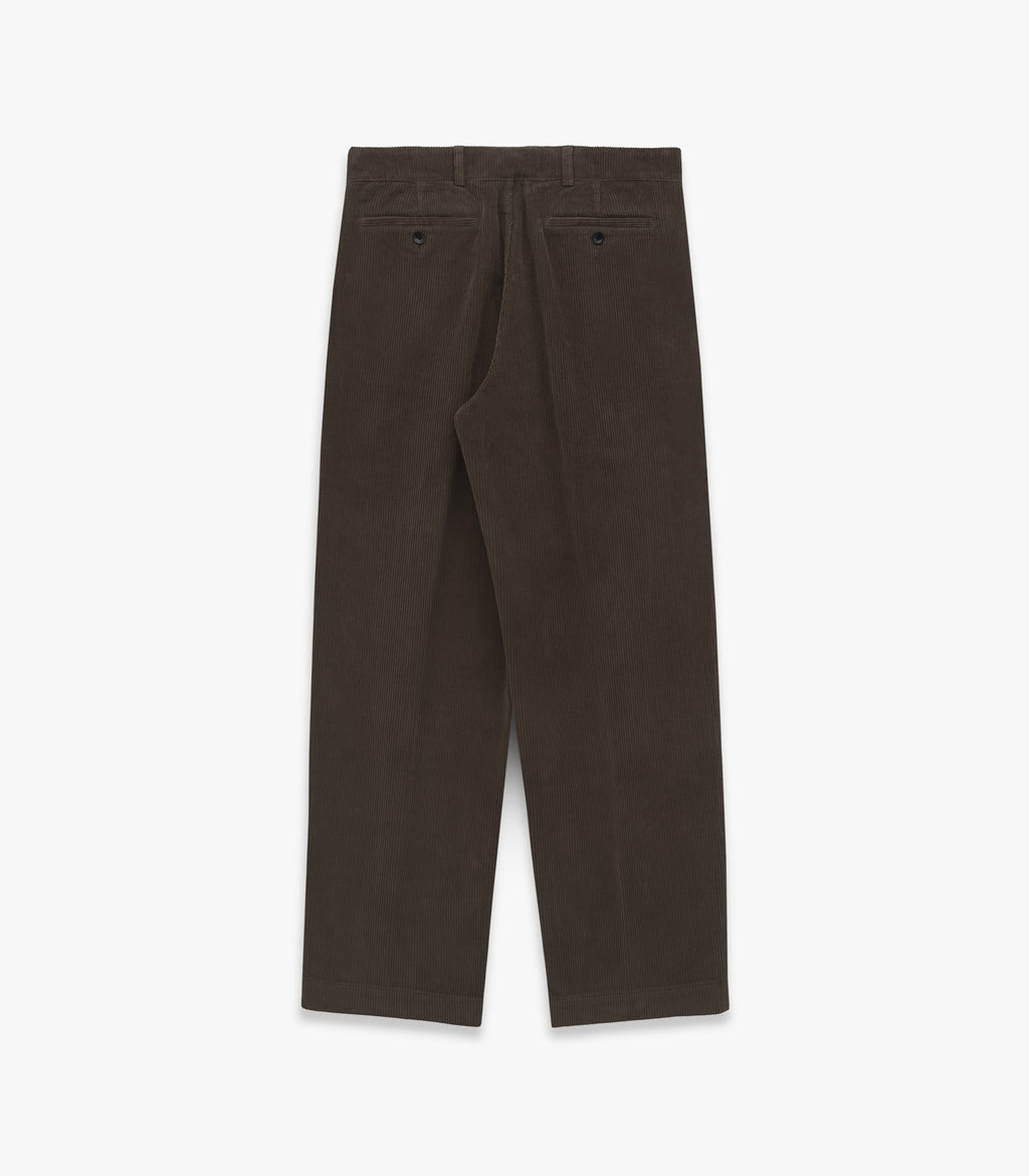 Canal Pleated Corduroy Cotton Pant in Coffee