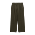 Pleated Canal Pant in Tuscan Olive Cotton Linen Twill