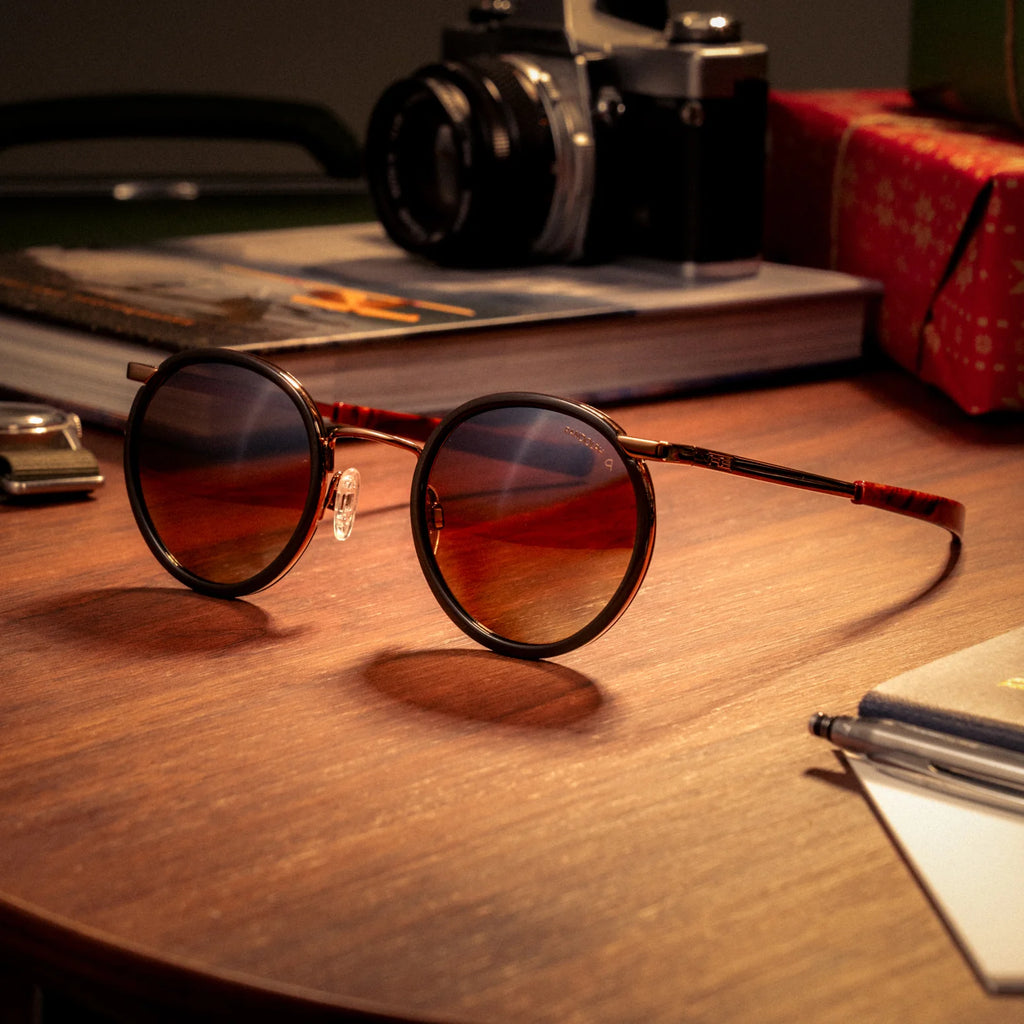 P3 Fusion in 22k Satin Chocolate Gold Gold & Sierra Inlay & Polarized Cape Sand