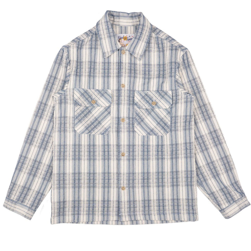 Workshirt in White Asagi Sashiko