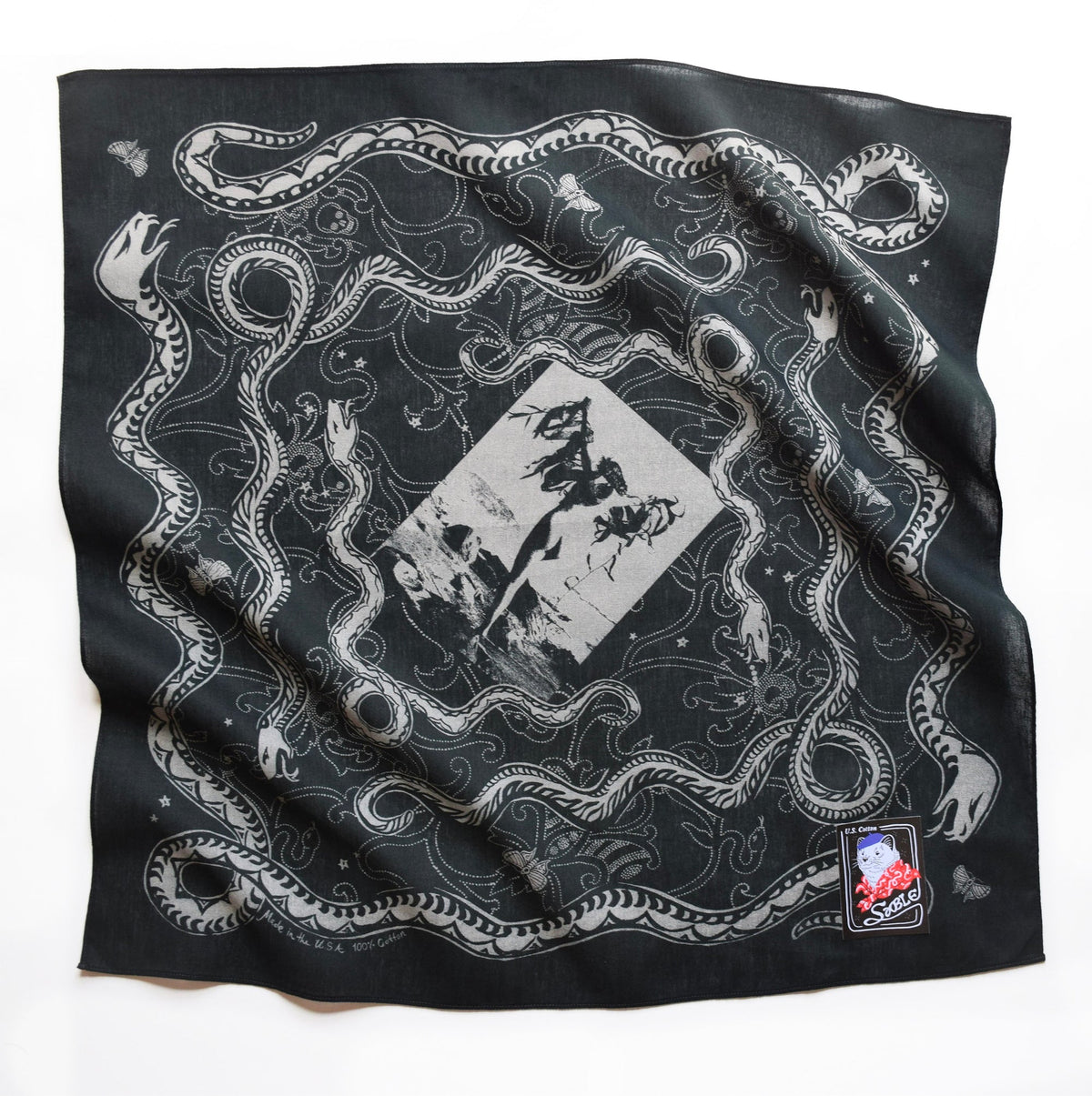 Wish You Were Here Bandana in Washed Black