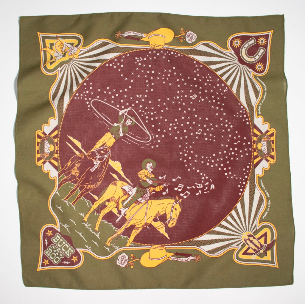 Neon Cowboy Bandana in Olive Tree