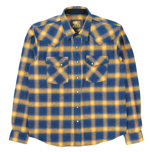 Dawson Flannel in Indigo Beige Check