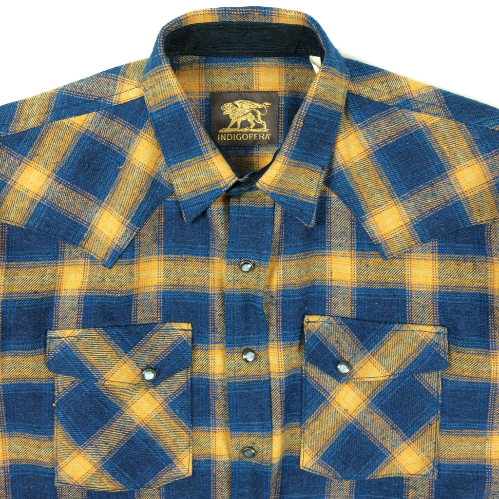 Dawson Flannel in Indigo Beige Check