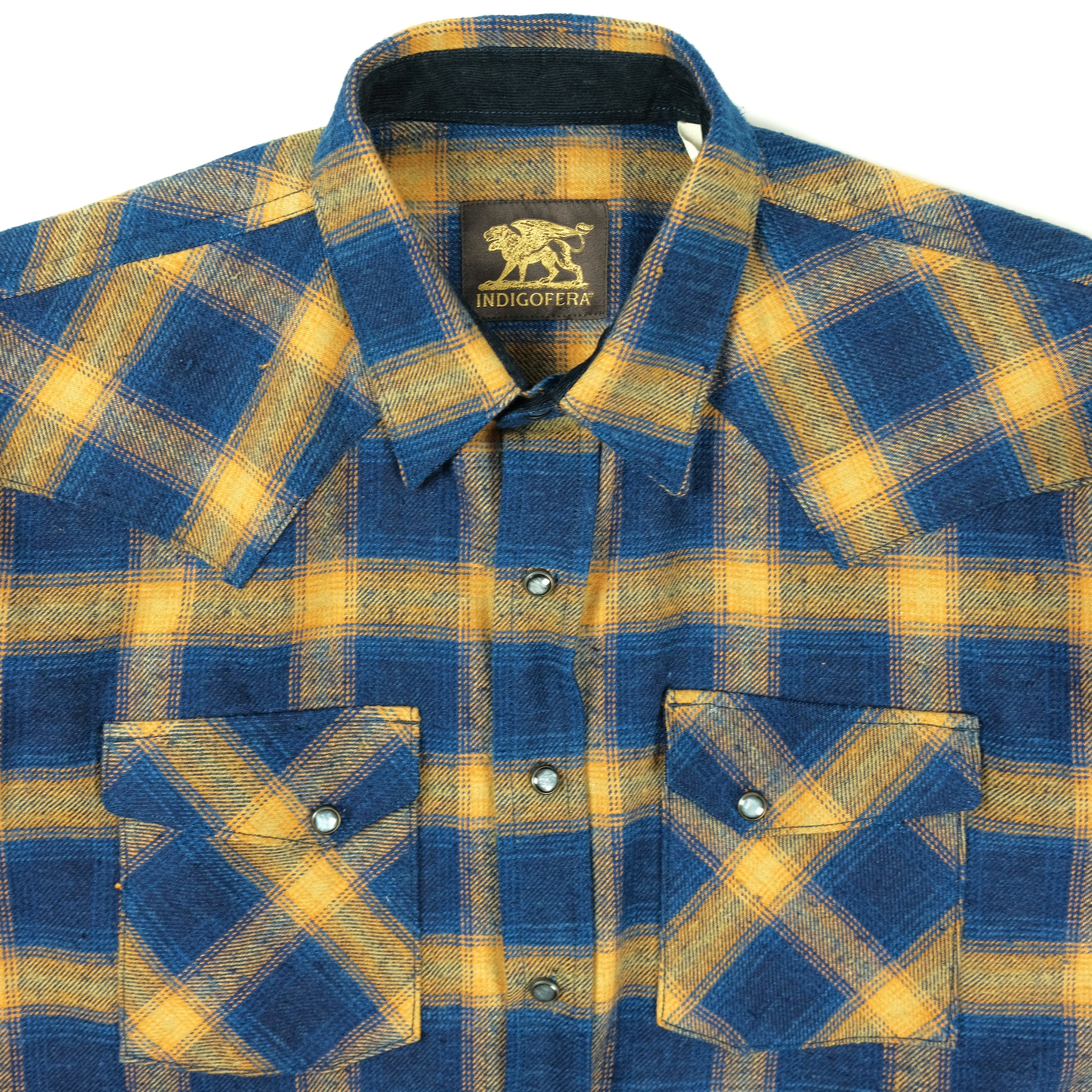 Dawson Flannel in Indigo Beige Check