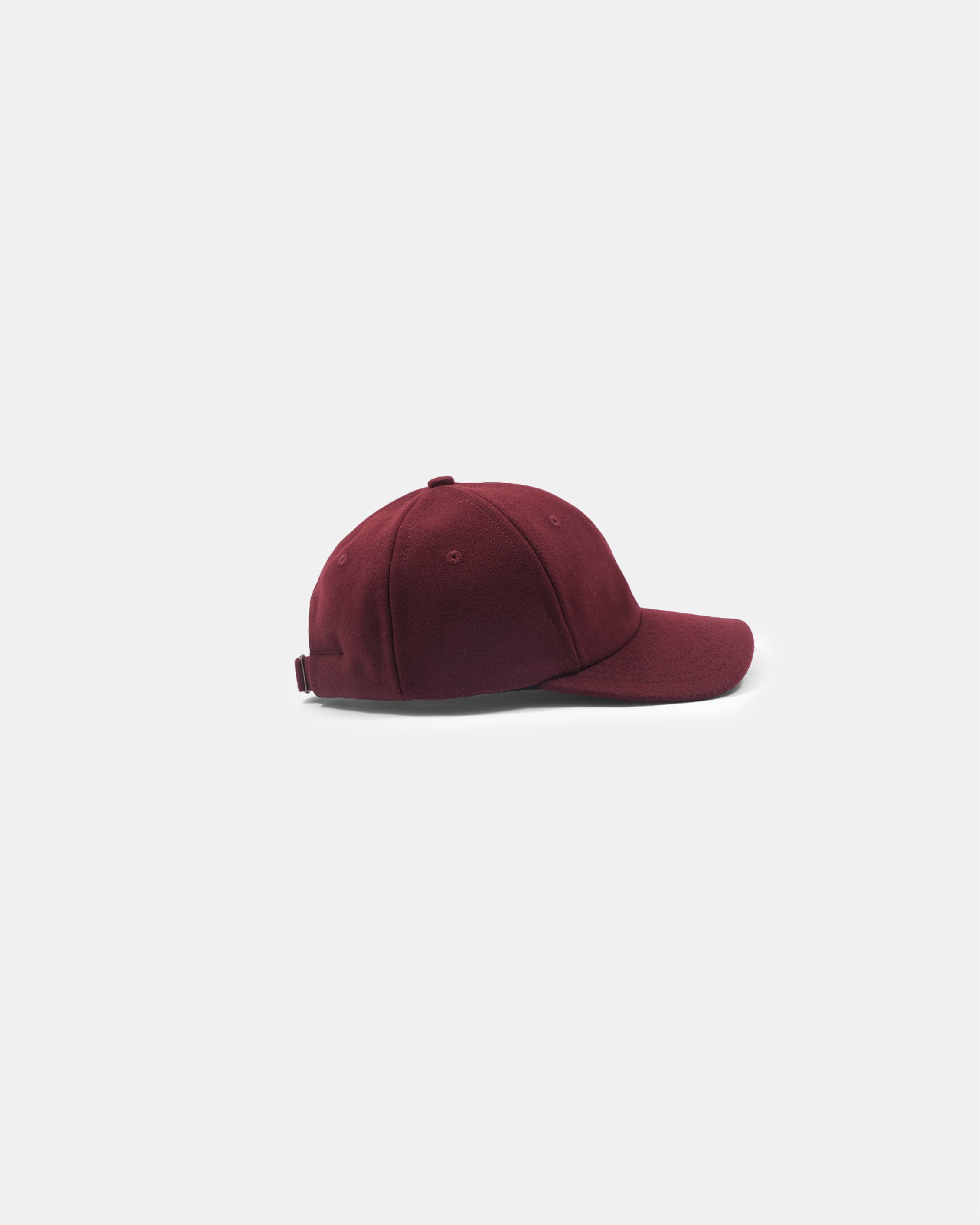 Baseball Hat in Burgundy Melton Wool