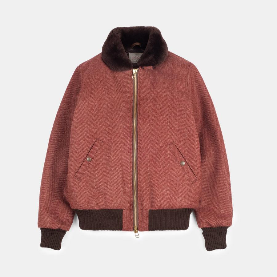 Flyer's Club Jacket in Brick Herringbone