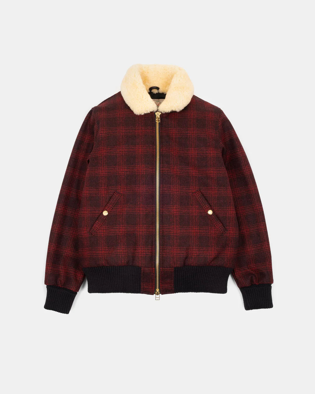 Flyer's Club Jacket in Canyon Plaid and Gold Melton Wool