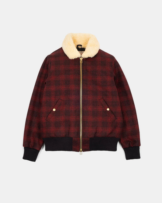 Flyer's Club Jacket in Canyon Plaid and Gold Melton Wool