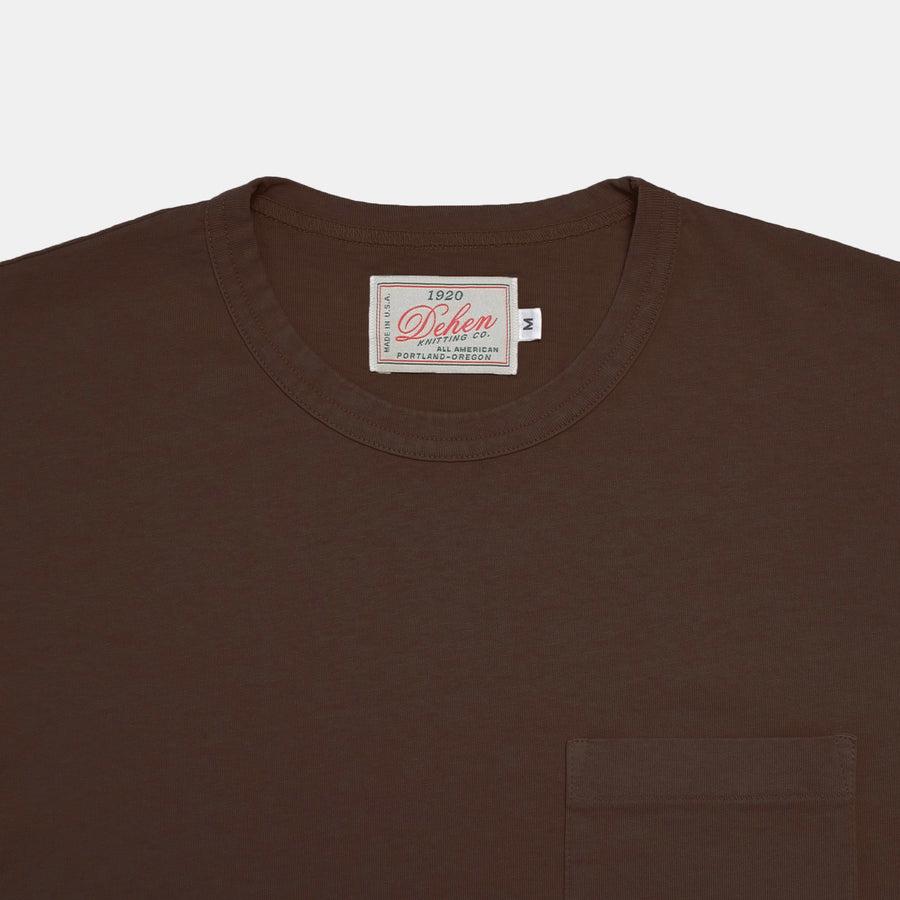Heavy Duty Long Sleeve Pocket Tee in Brown