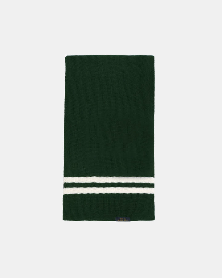 Striped Wool Scarf in Pine & Off white