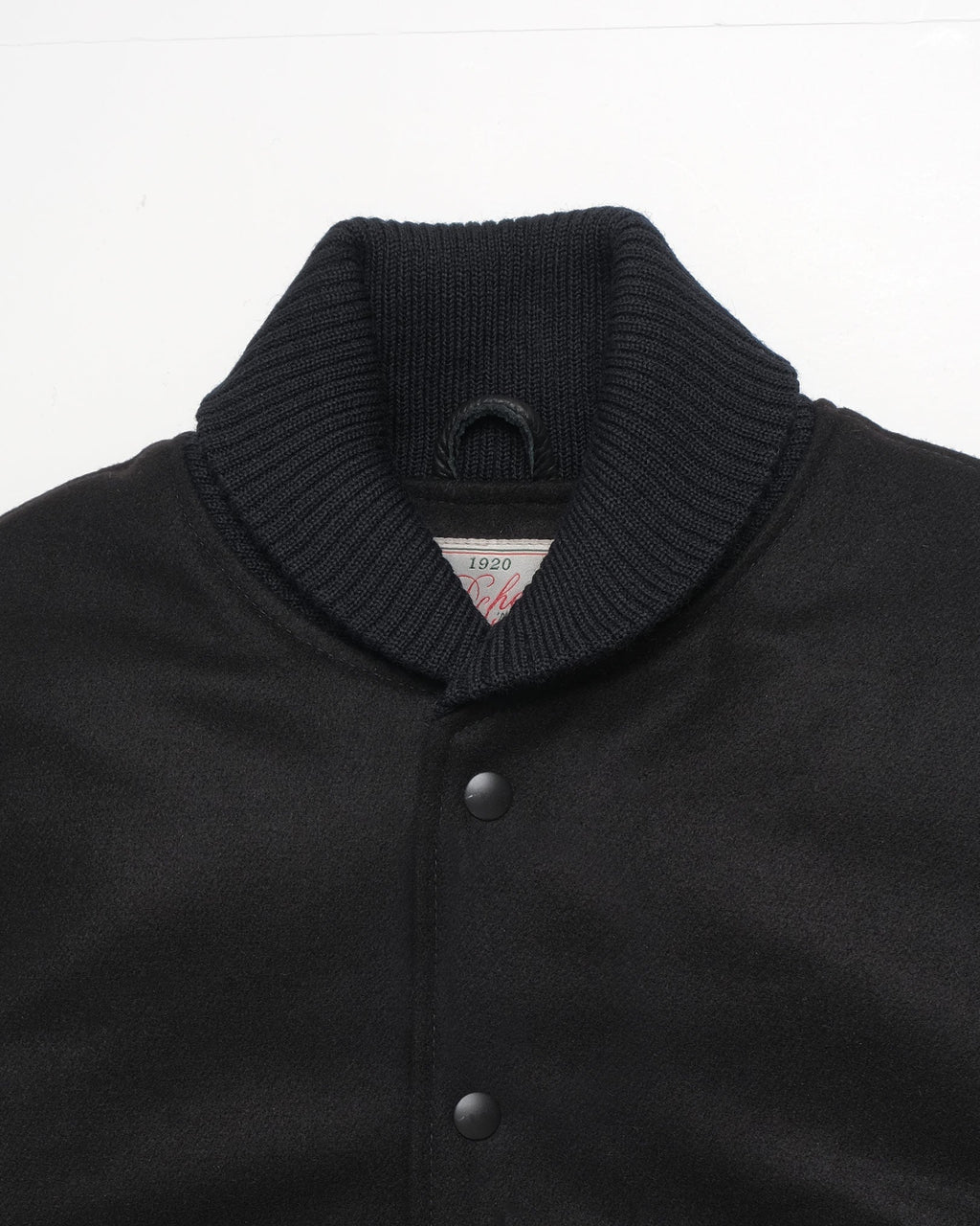 Varsity Jacket in Black Wool & Leather