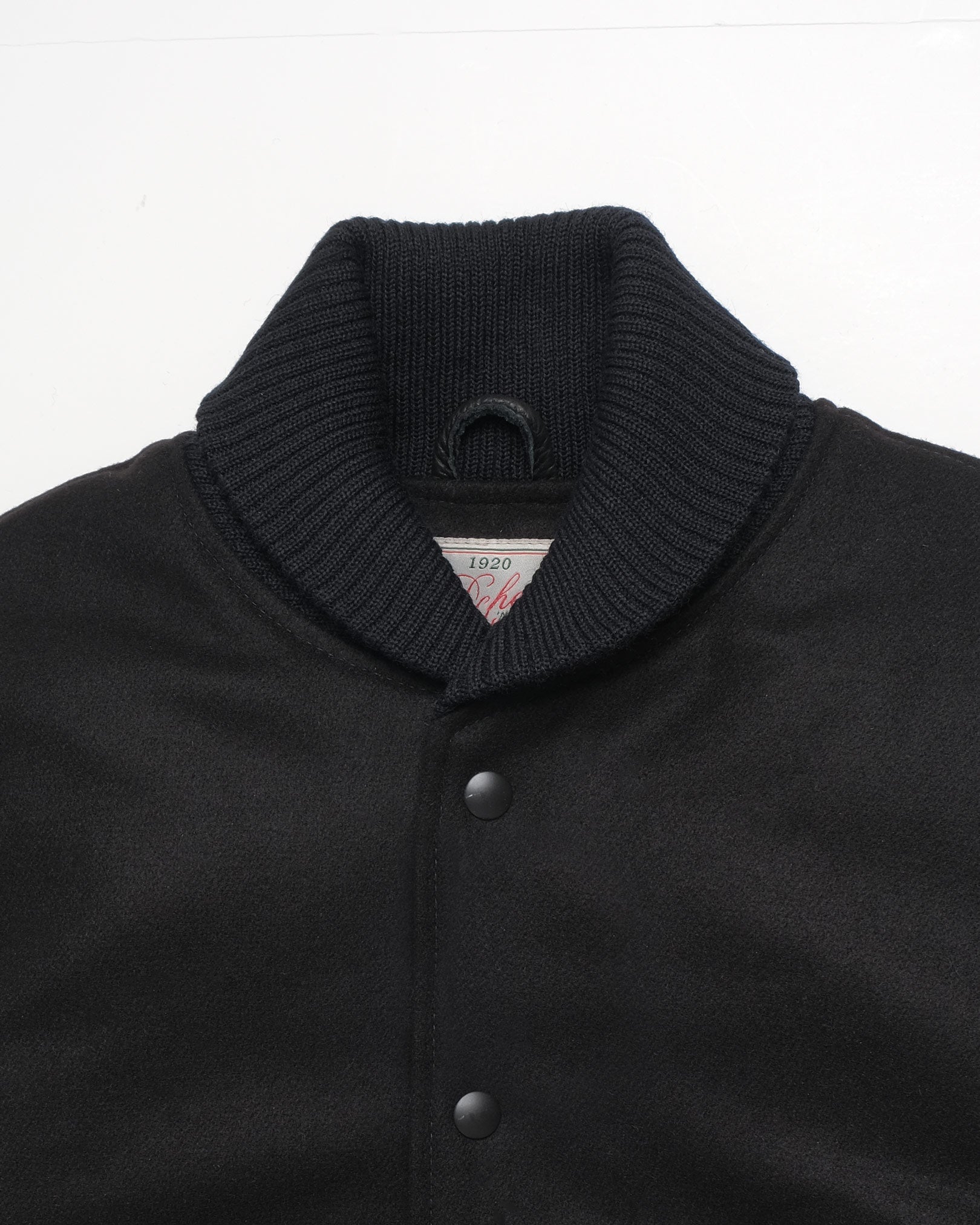 Varsity Jacket in Black Wool & Leather