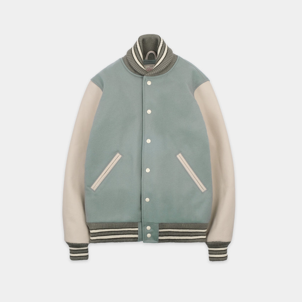 Varsity Jacket in Reef Wool & Milk Leather