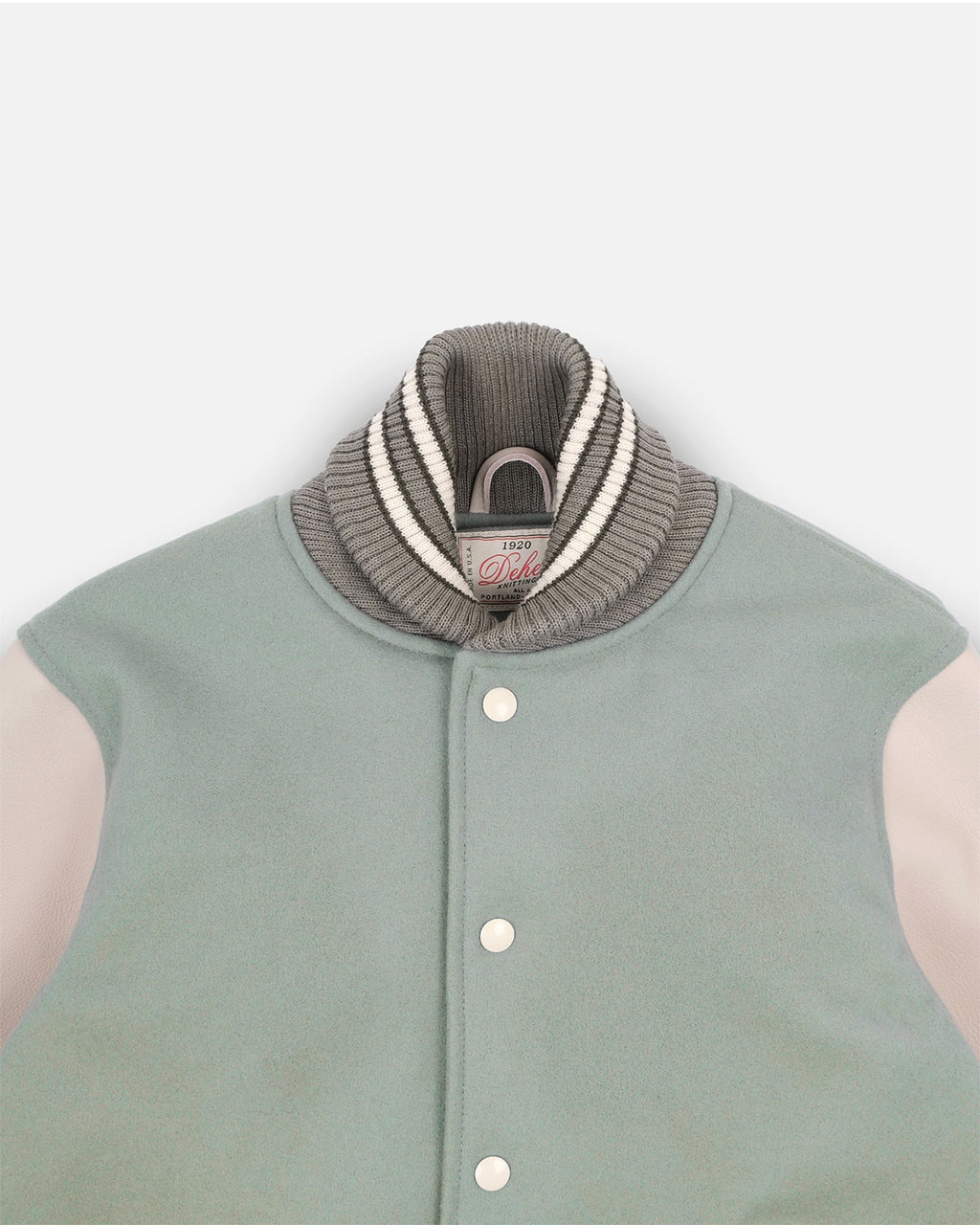 Varsity Jacket in Reef Wool & Milk Leather