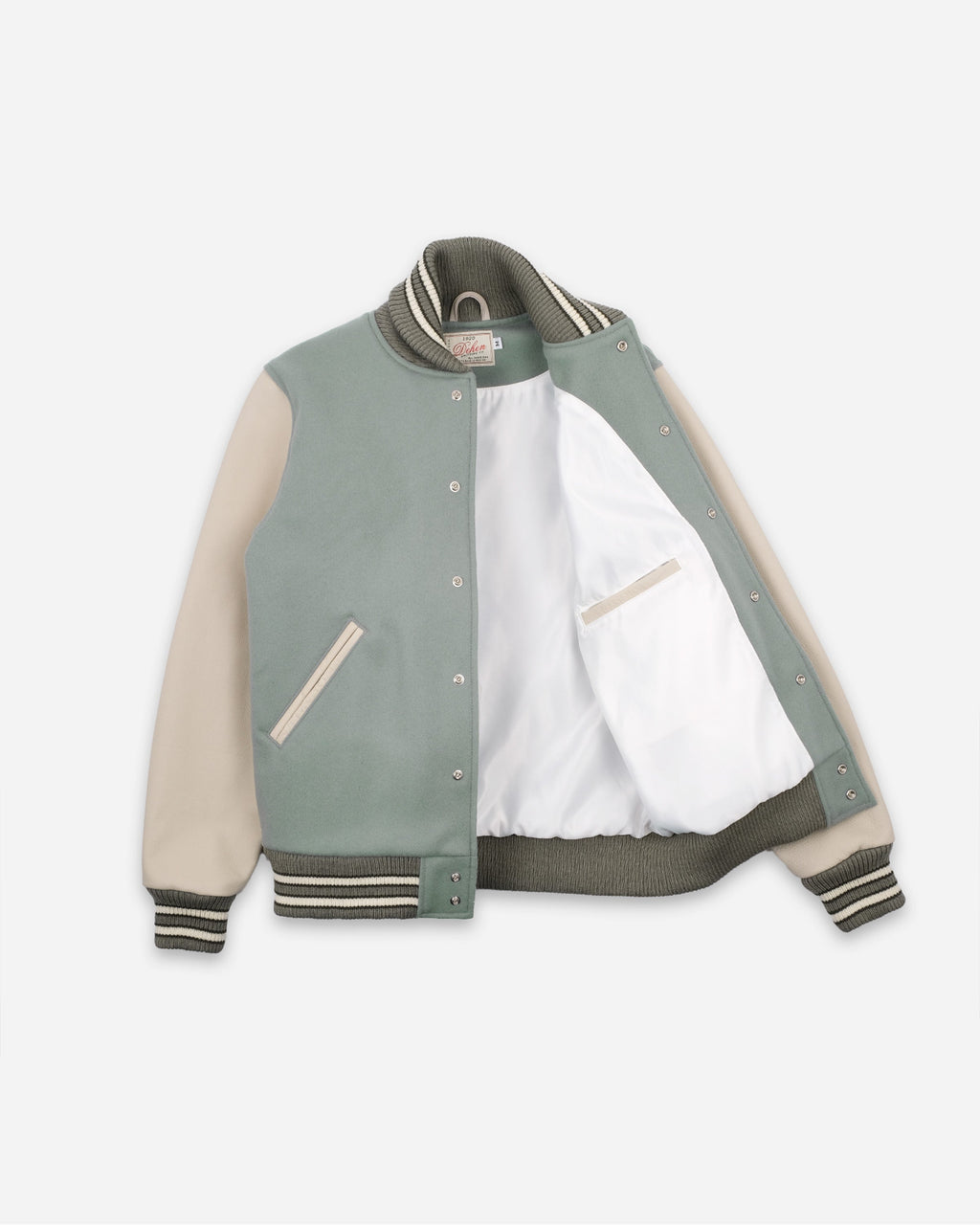 Varsity Jacket in Reef Wool & Milk Leather