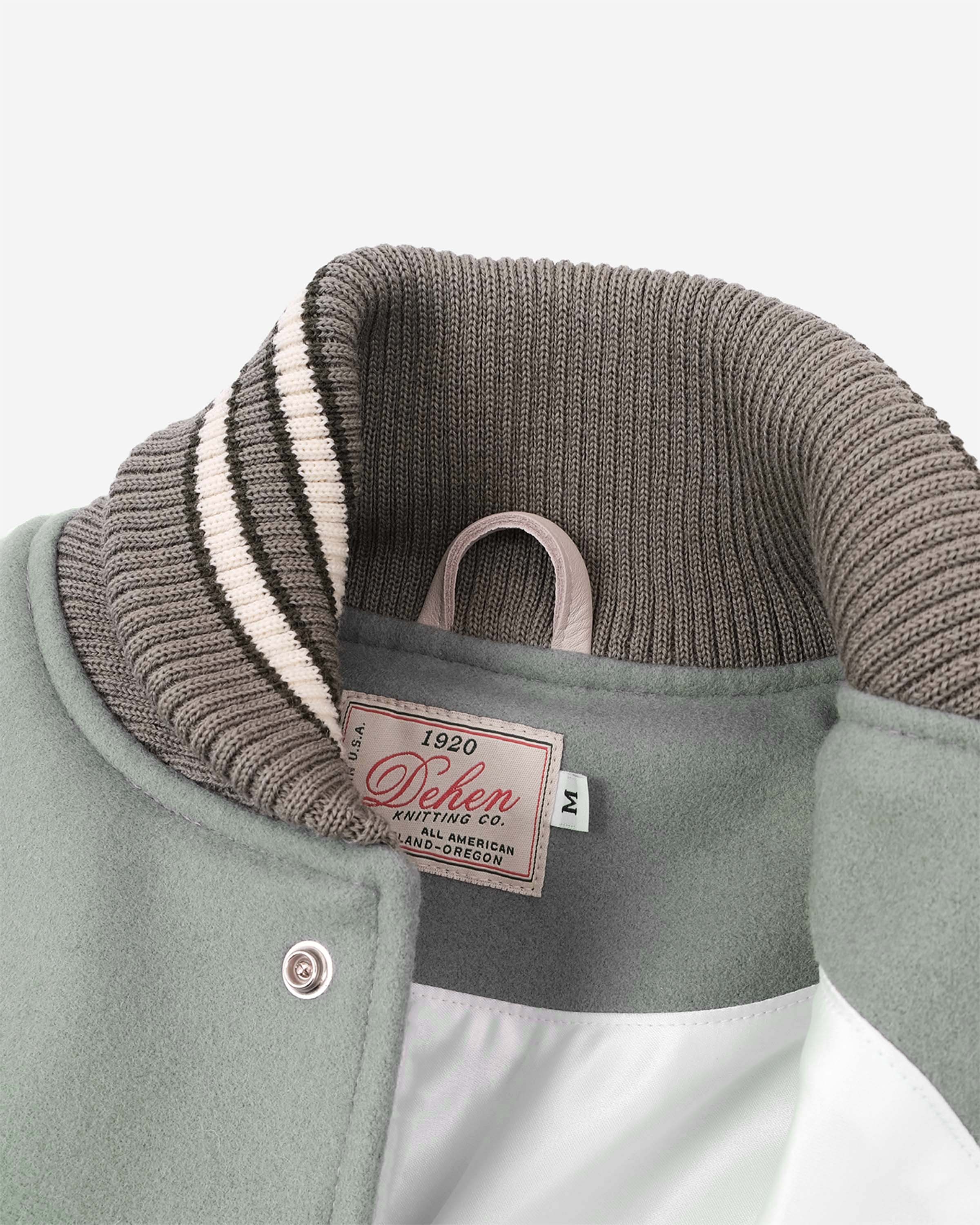 Varsity Jacket in Reef Wool & Milk Leather