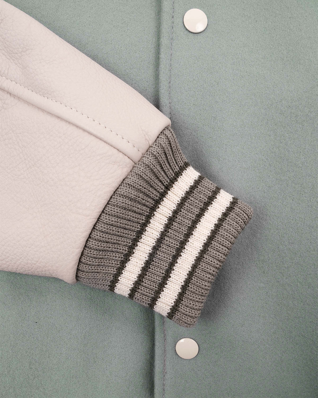 Varsity Jacket in Reef Wool & Milk Leather