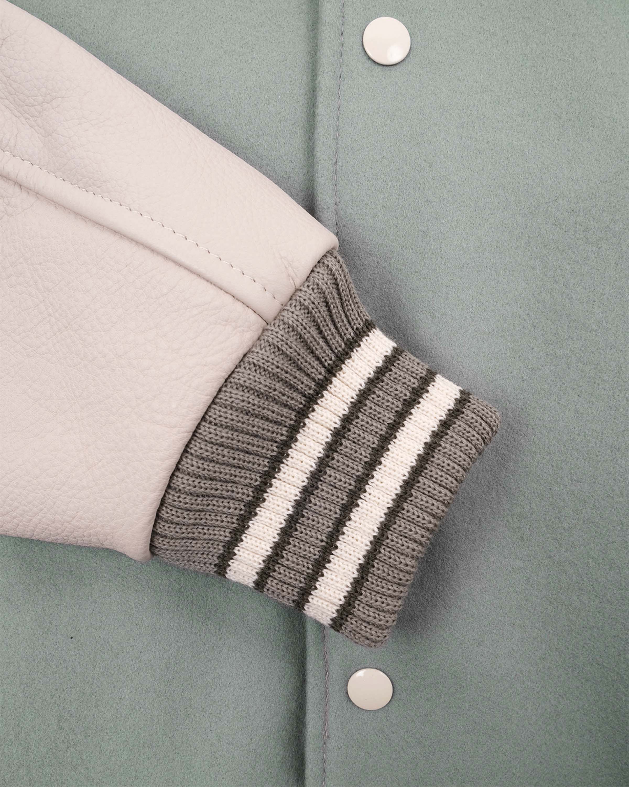 Varsity Jacket in Reef Wool & Milk Leather