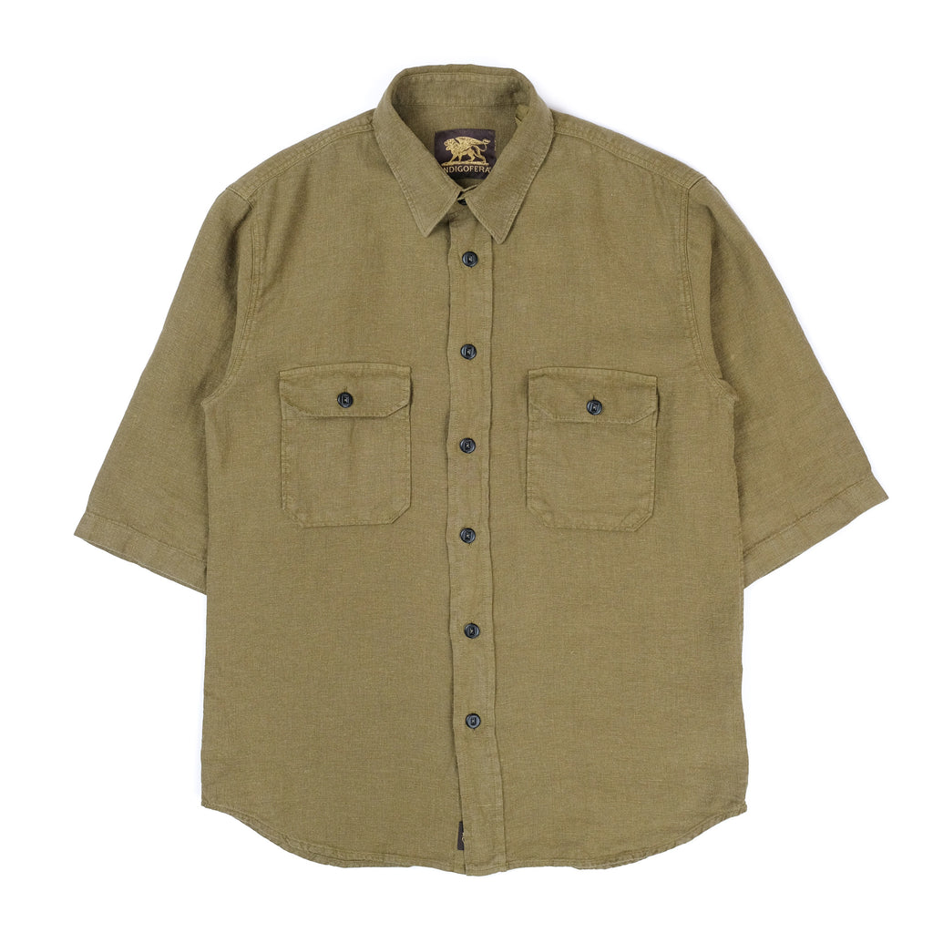 Delray in Military Olive Linen Canvas