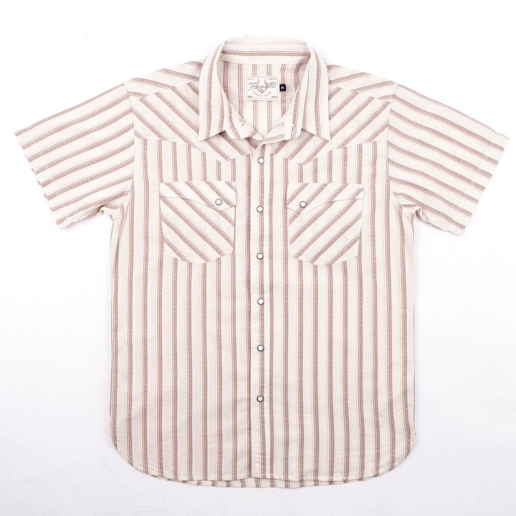 Short Sleeve Calico in Brown Stripe