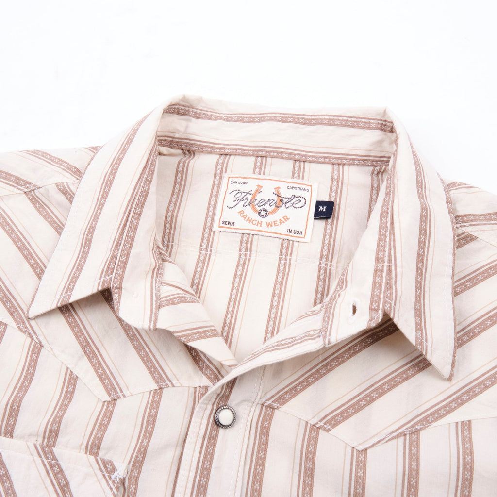 Short Sleeve Calico in Brown Stripe