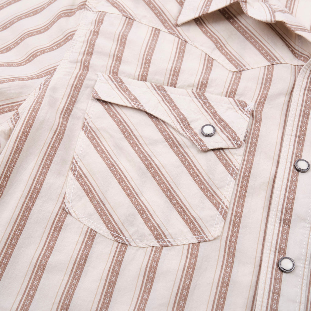 Short Sleeve Calico in Brown Stripe