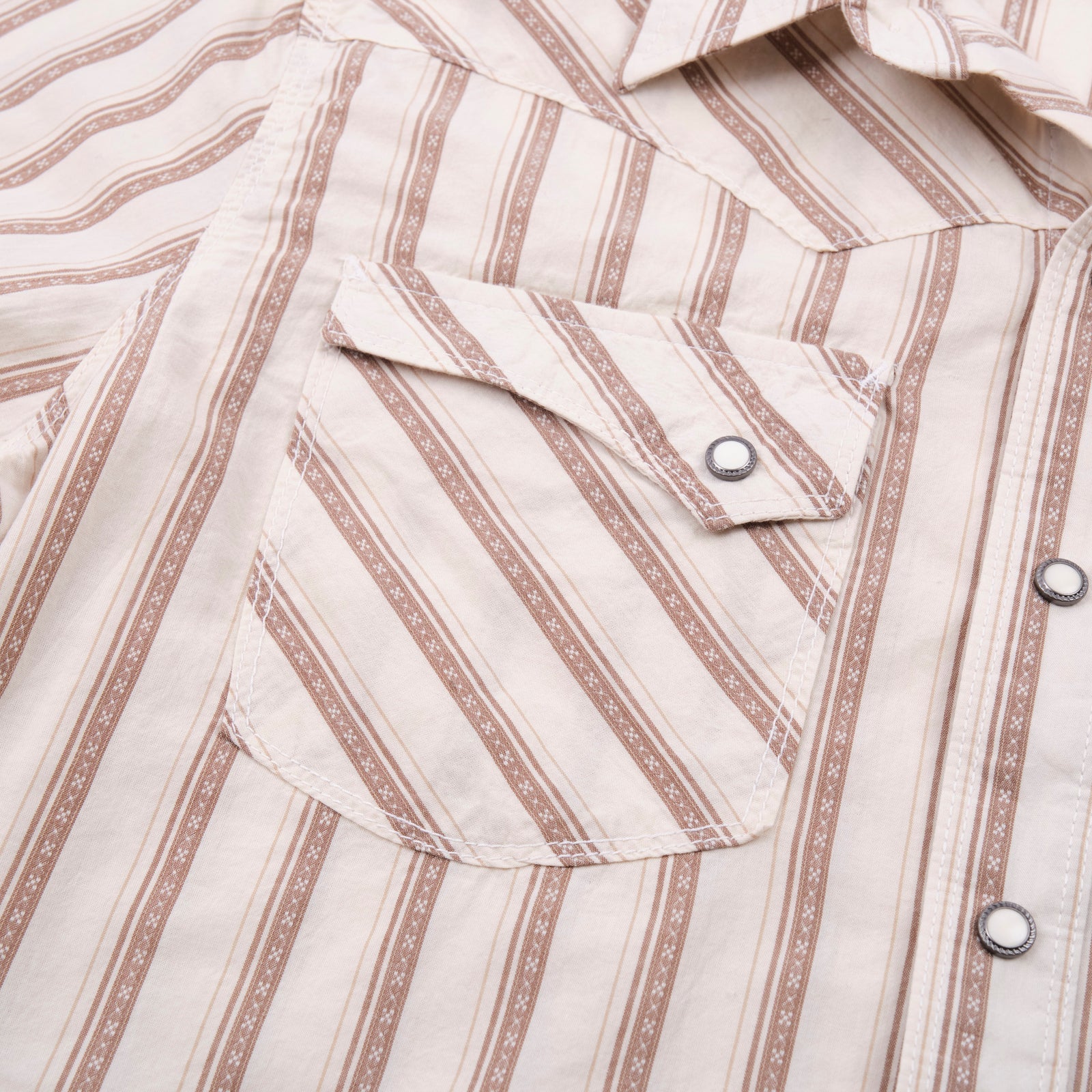 Short Sleeve Calico in Brown Stripe