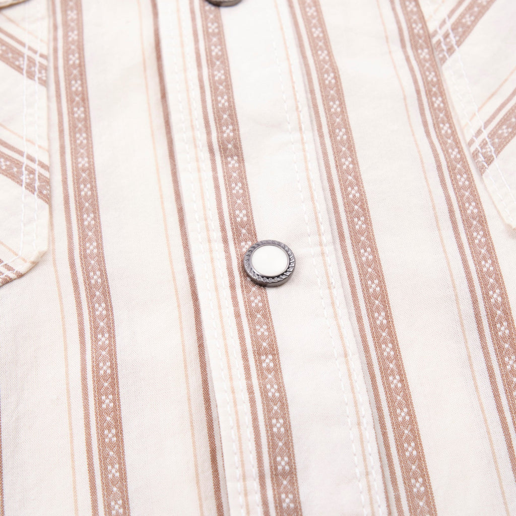 Short Sleeve Calico in Brown Stripe