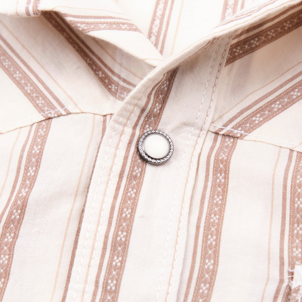 Short Sleeve Calico in Brown Stripe