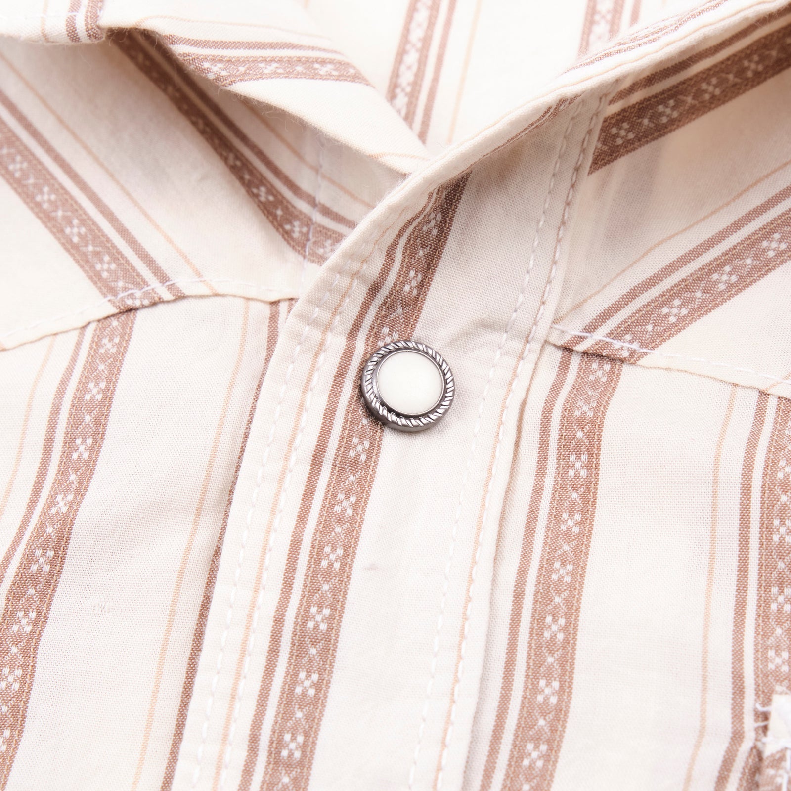 Short Sleeve Calico in Brown Stripe