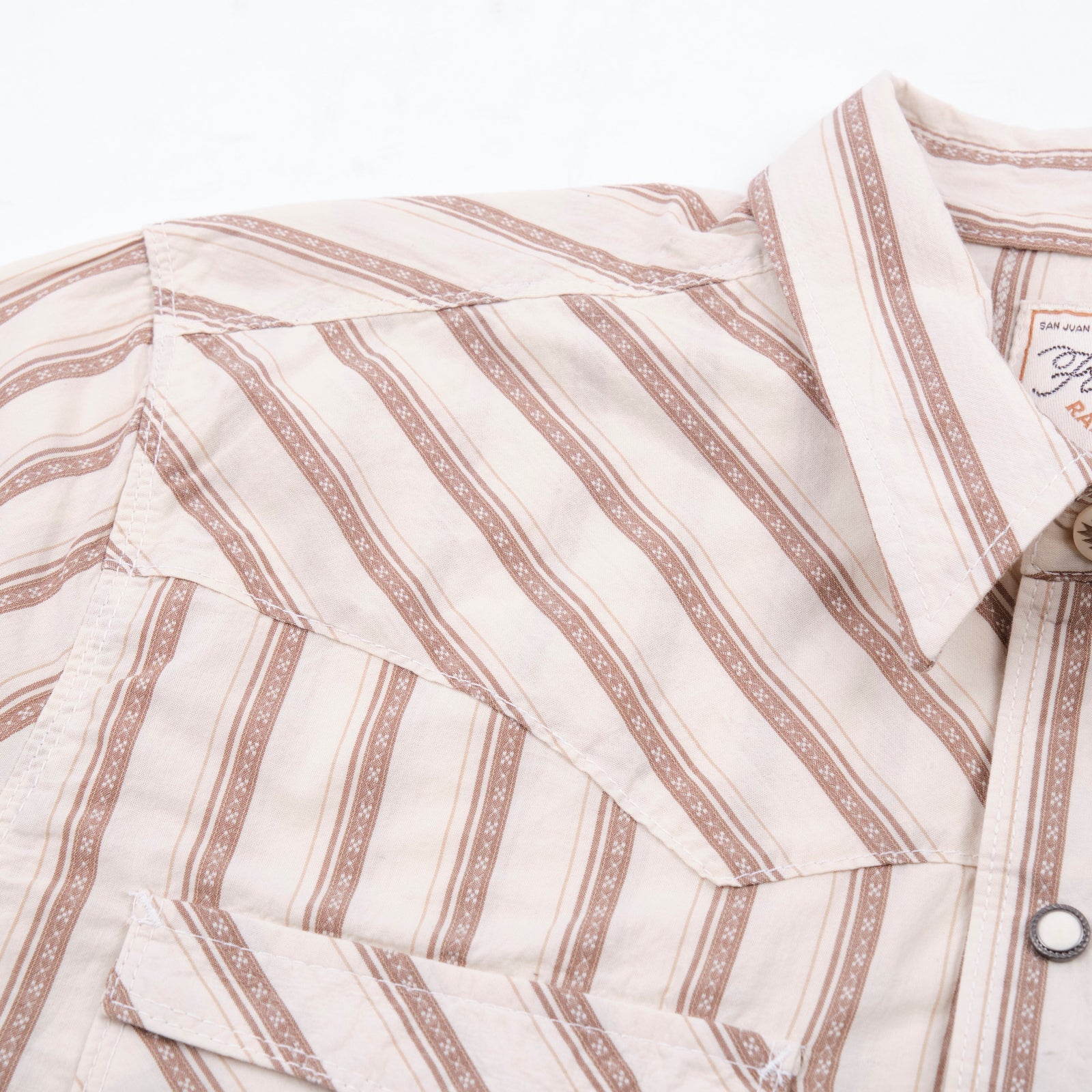 Short Sleeve Calico in Brown Stripe