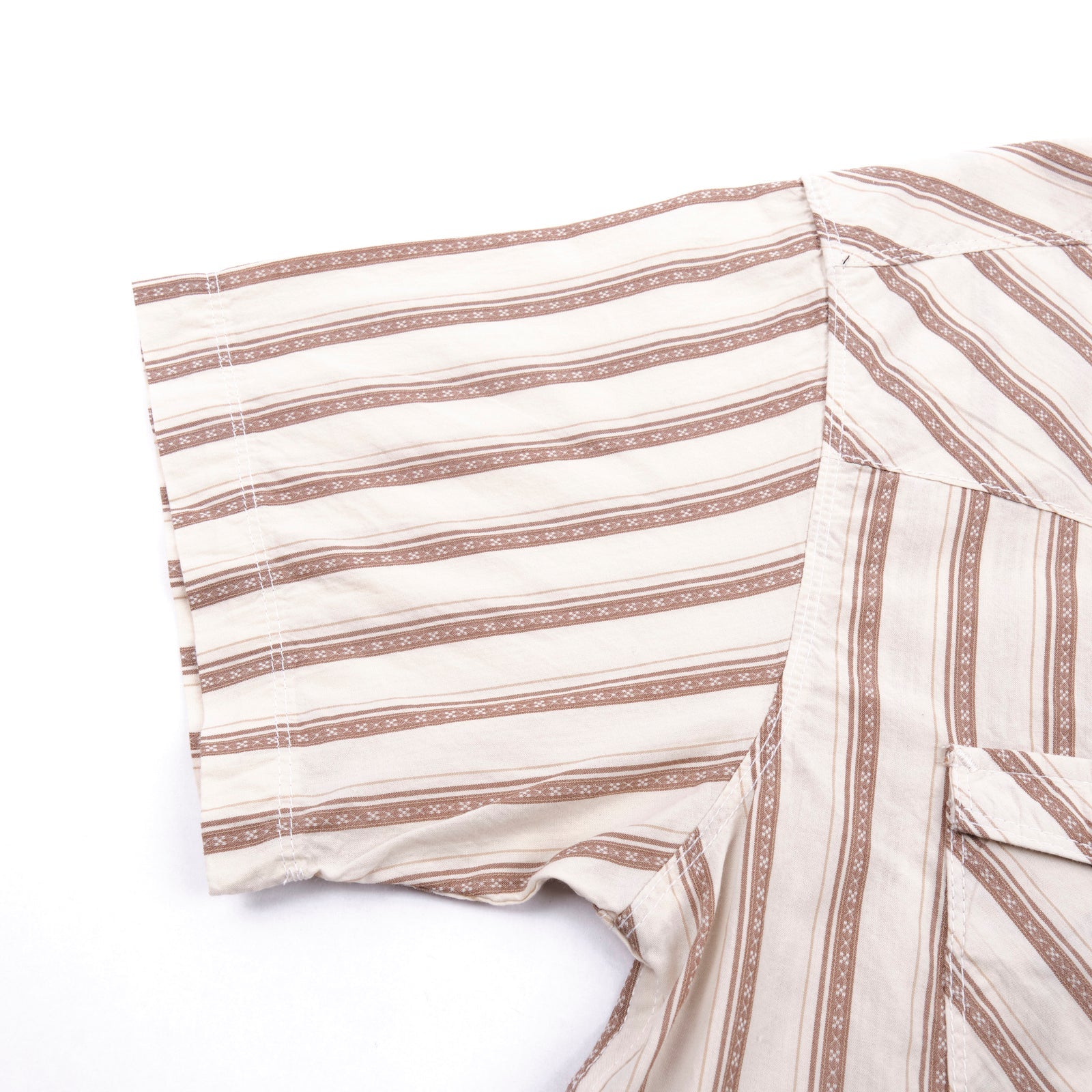 Short Sleeve Calico in Brown Stripe