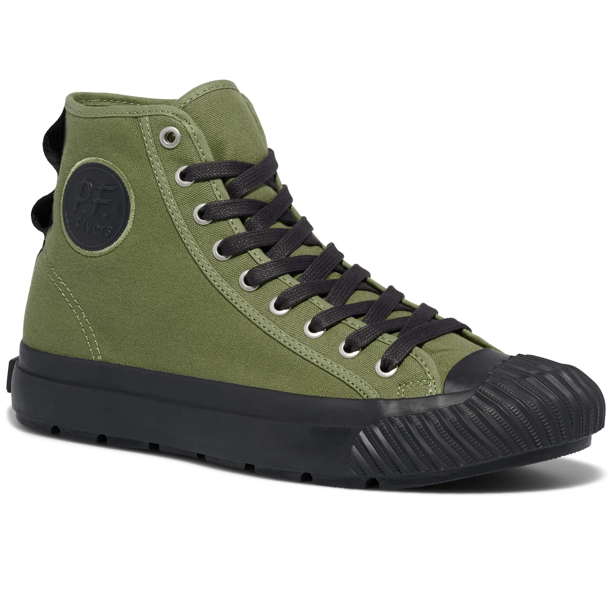 Grounder High-Top in Olive Green/Black Canvas