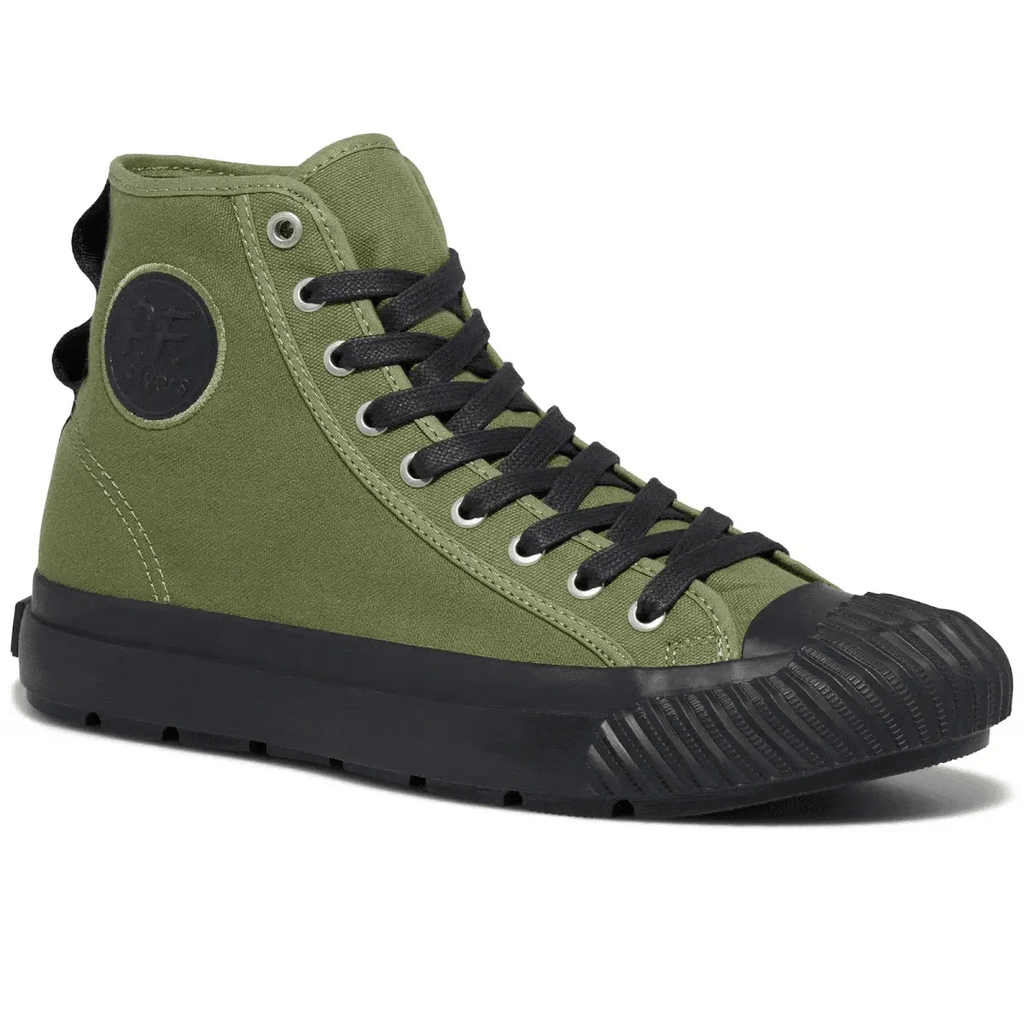 Grounder High-Top in Olive Green/Black Canvas