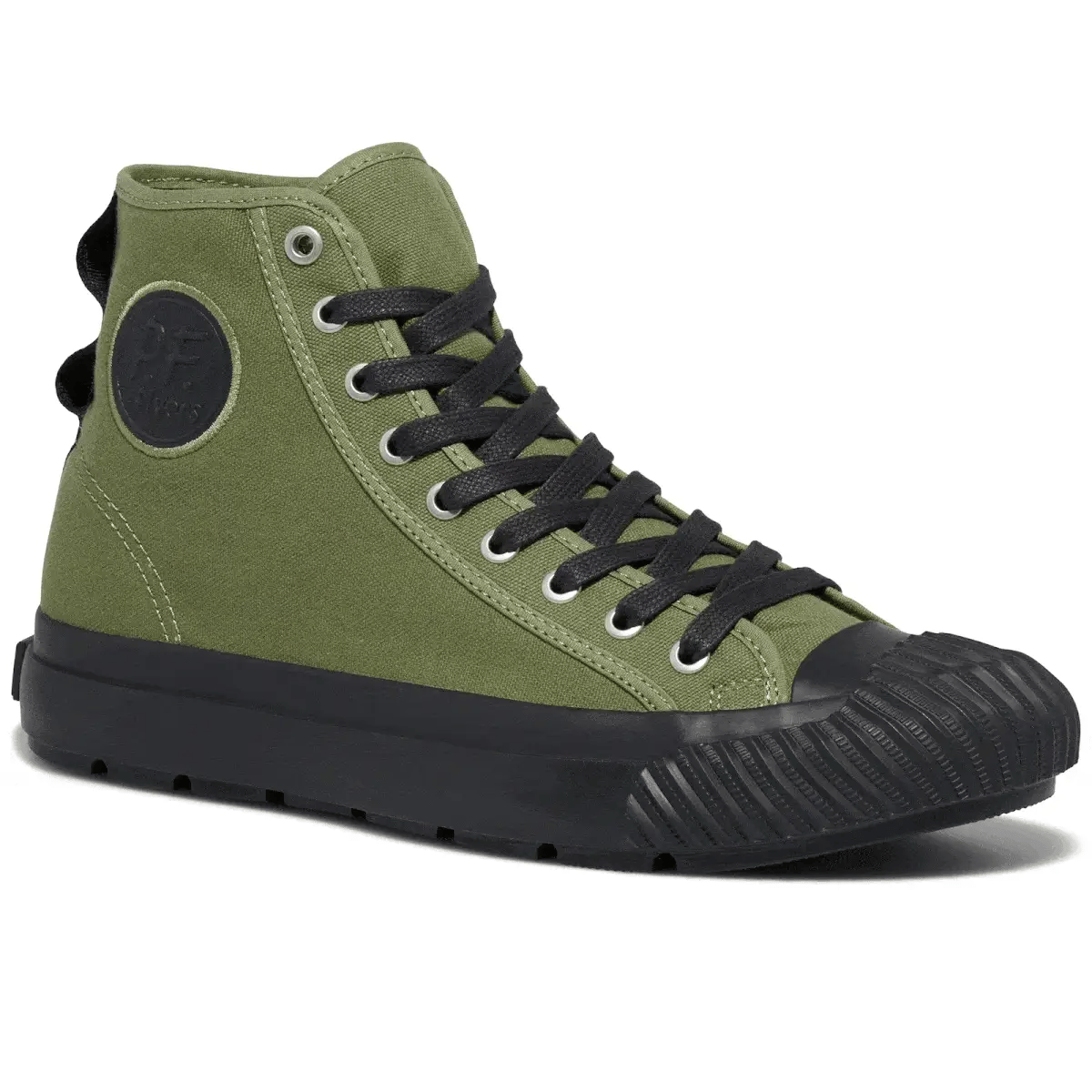 Grounder High-Top in Olive Green/Black Canvas