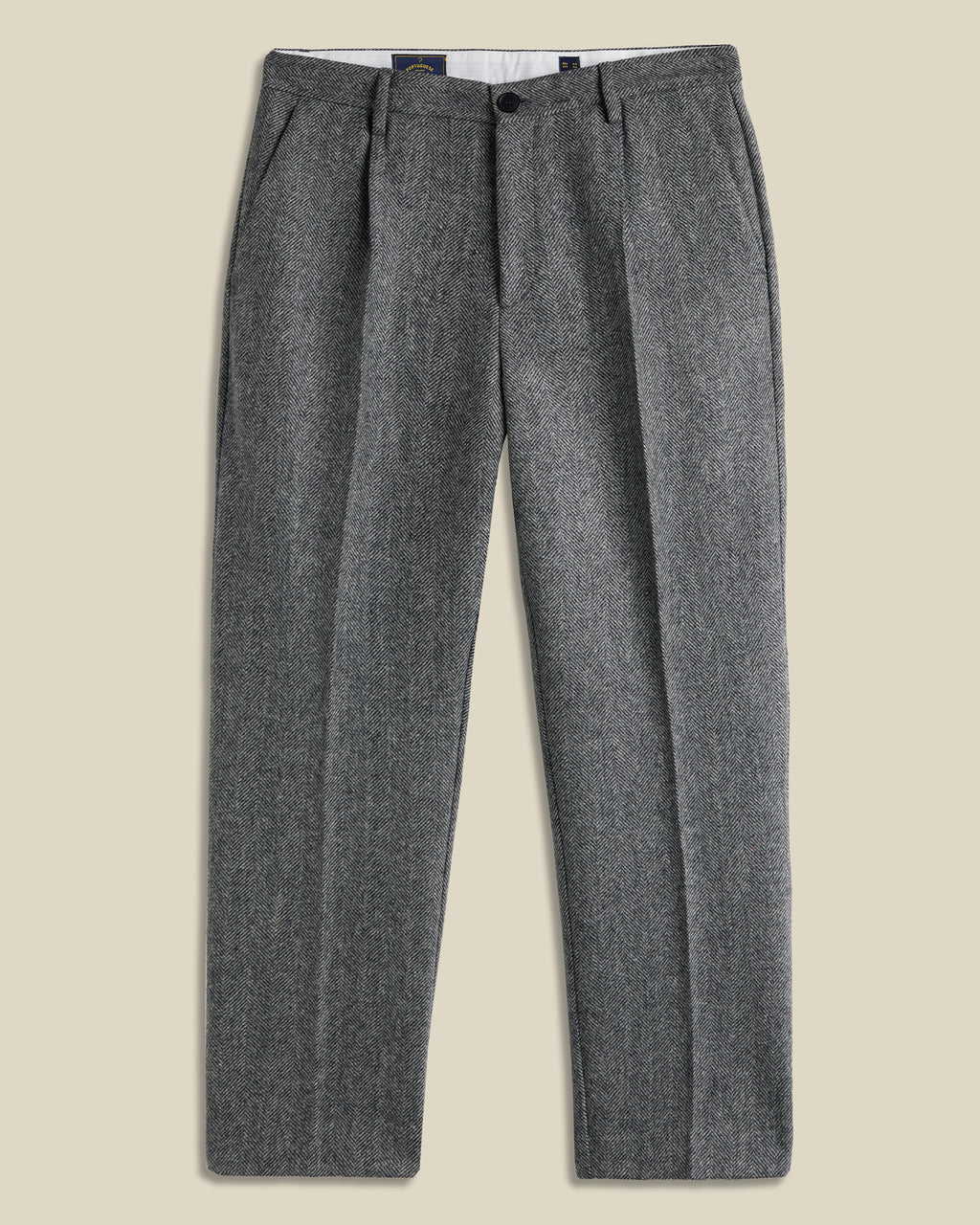 Wool Herringbone Trousers in Grey