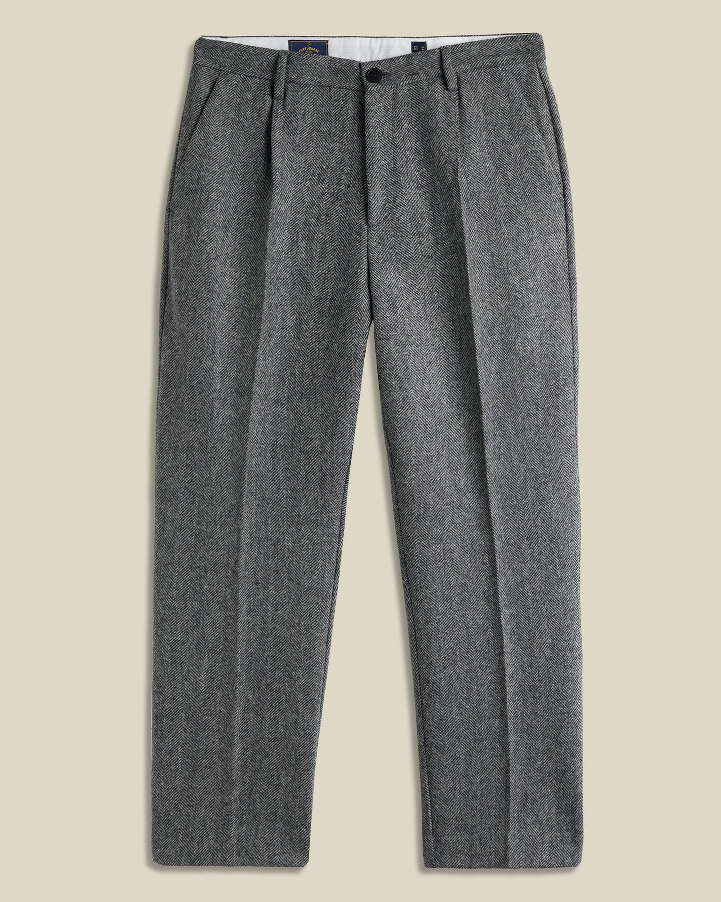 Wool Herringbone Trousers in Grey