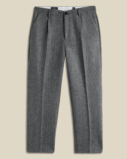 Wool Herringbone Trousers in Grey