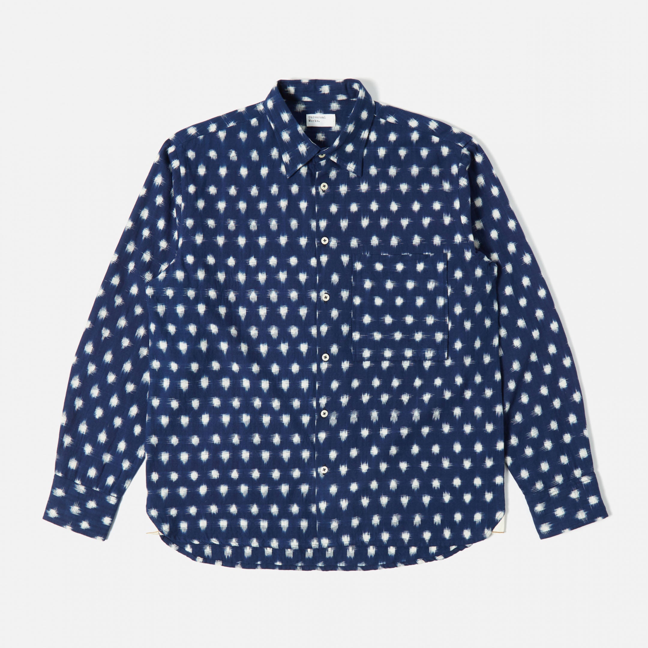 Square Pocket Shirt in Vintage Indigo Double Ikat