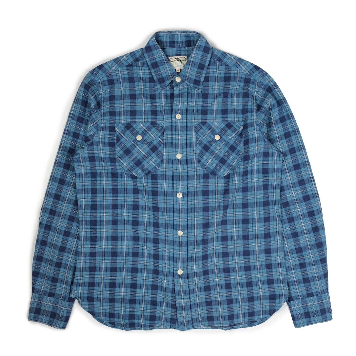 Hometeam Plaid Workshirt in Indigo Cotton Linen