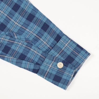 Hometeam Plaid Workshirt in Indigo Cotton Linen