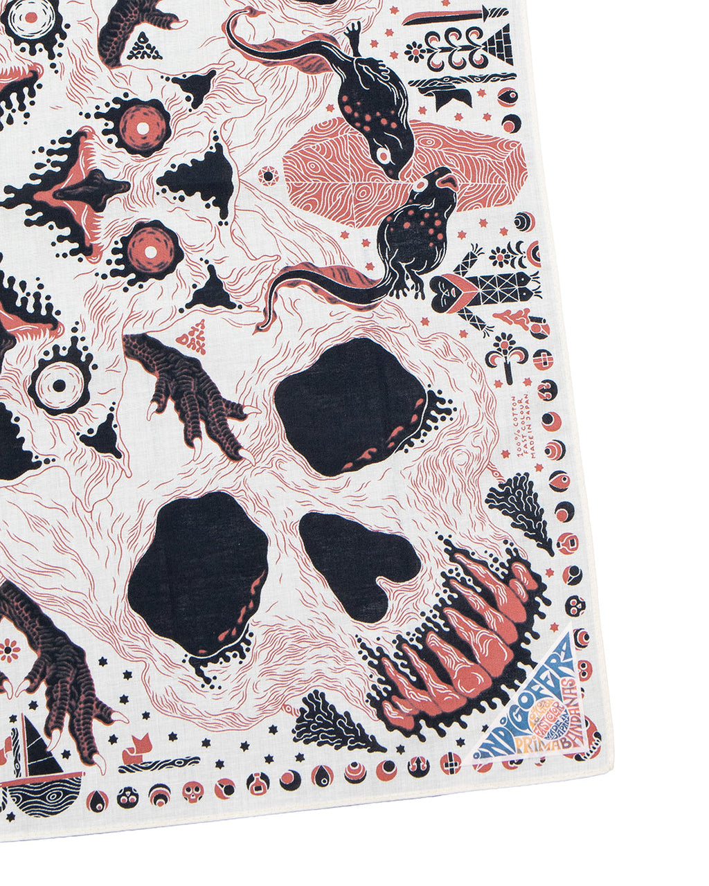 Loa Bandana in Offwhite, Black & Rust