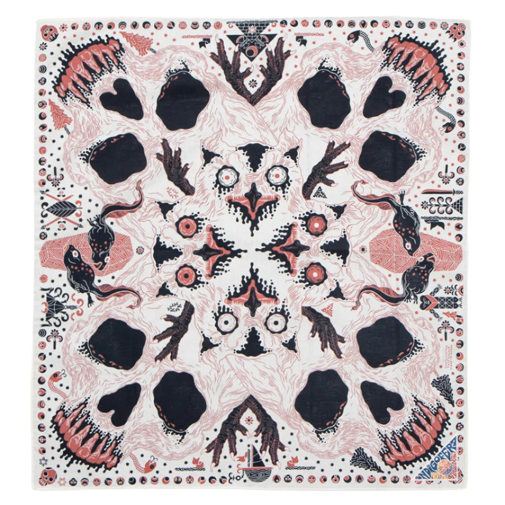 Loa Bandana in Offwhite, Black & Rust