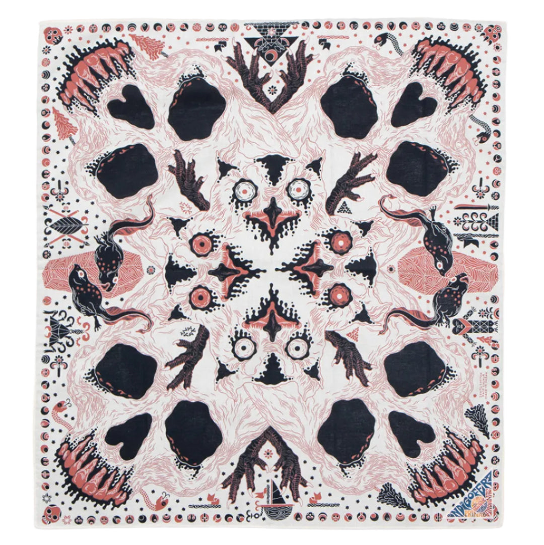 Loa Bandana in Offwhite, Black & Rust