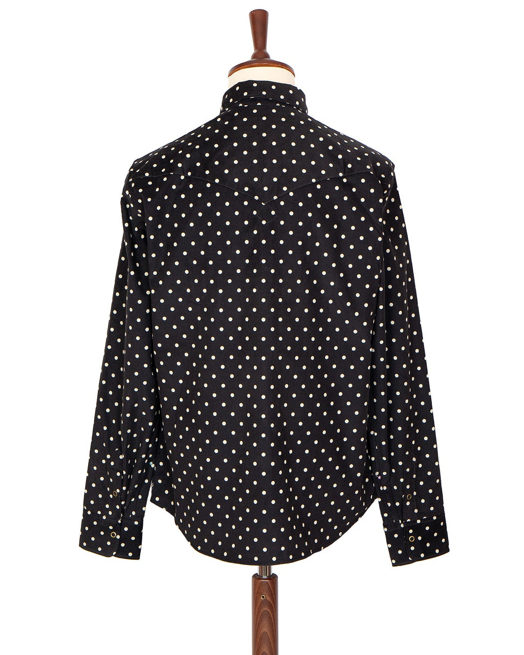 Ike Shirt in Black Corduroy Polkadot