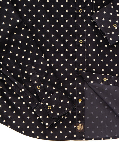 Ike Shirt in Black Corduroy Polkadot
