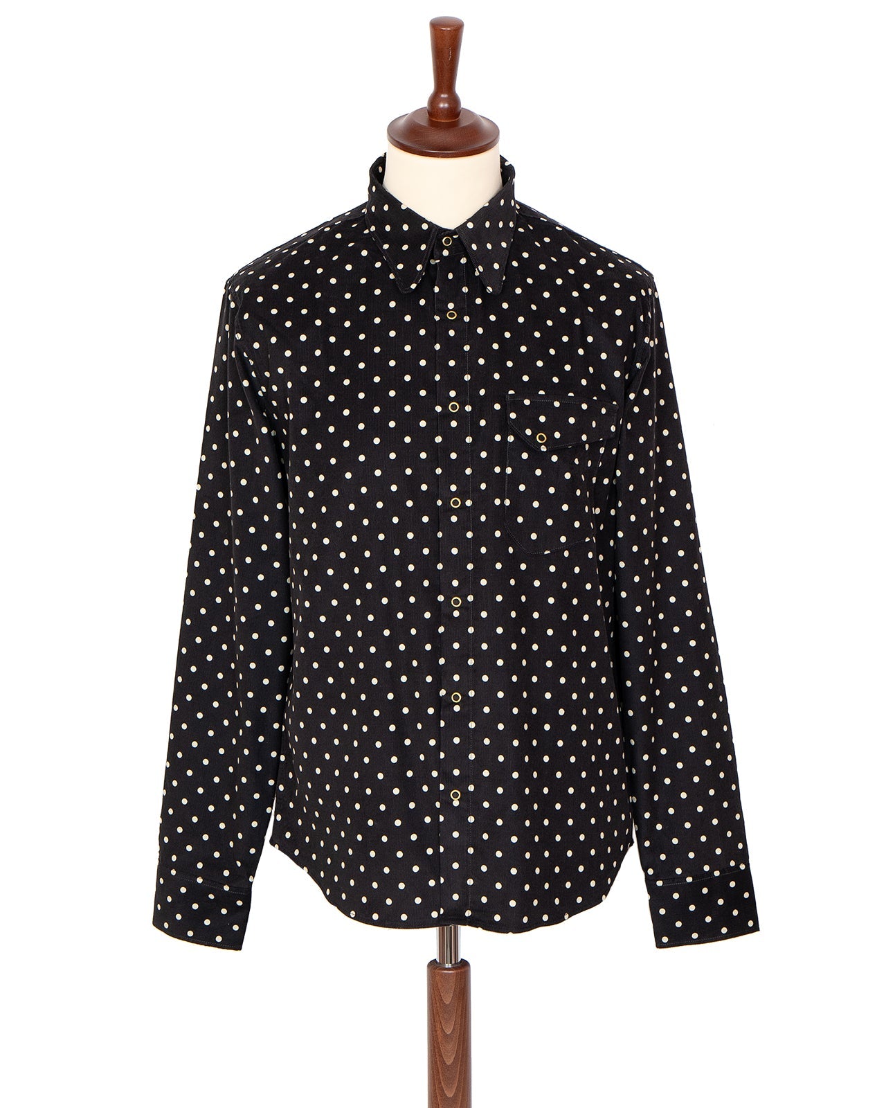 Ike Shirt in Black Corduroy Polkadot